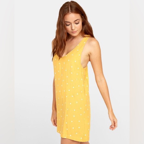 NWT RVCA Yellow Polka Dot Tank Dress Size Medium🌼 - Picture 8 of 10
